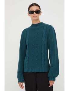 Bruuns Bazaar pulover femei, culoarea verde, călduros, cu turtleneck
