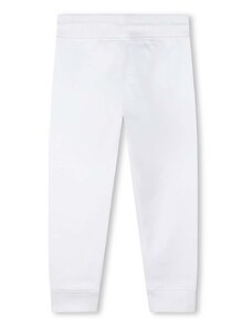 HUGO pantaloni de trening din bumbac pentru copii culoarea alb, cu imprimeu