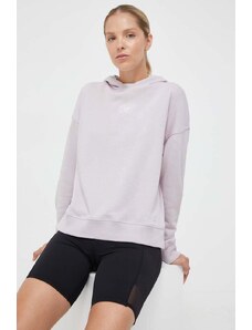 New Balance bluza femei, culoarea roz, cu glugă, cu imprimeu