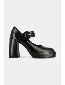 Jonak pantofi de piele BALLE BIS CUIR culoarea negru, cu toc drept, 3300137