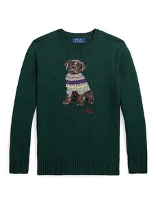 Polo Ralph Lauren pulover de bumbac pentru copii culoarea verde