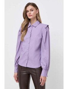 Twinset camasa femei, culoarea violet, cu guler clasic, regular