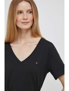 Tommy Hilfiger tricou din bumbac femei, culoarea negru WW0WW39781