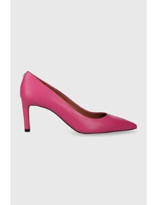 BOSS stilettos de piele Janet Pump 70-N culoarea roz, 50498836