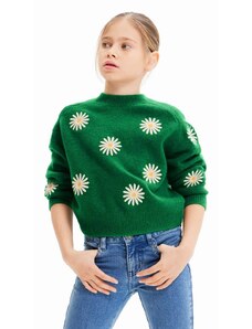 Desigual pulover pentru copii din amestec de lana culoarea verde