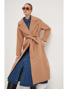 Answear Lab palton de lana culoarea maro, de tranzitie, oversize