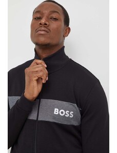 BOSS bluză lounge culoarea negru, cu imprimeu