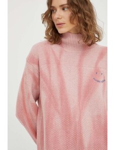 PS Paul Smith pulover de lana femei, culoarea roz, cu guler