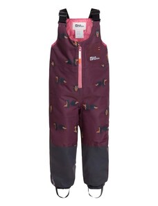 Jack Wolfskin pantaloni pentru sporturi de iarna pentru copii GLEEL 2L INS PRINT BIB culoarea bordo