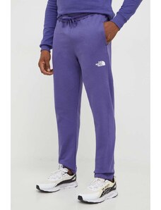 The North Face pantaloni de trening din bumbac culoarea violet, neted