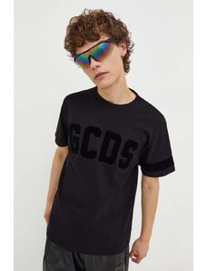 GCDS tricou din bumbac culoarea negru, cu imprimeu