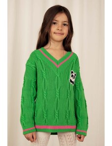 Mini Rodini pulover de bumbac pentru copii culoarea verde, light