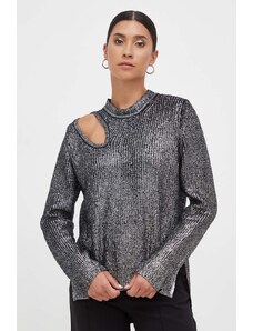 Pinko pulover din amestec de lana femei, culoarea argintiu