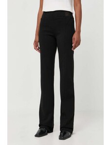 Pinko pantaloni femei, culoarea negru, drept, high waist