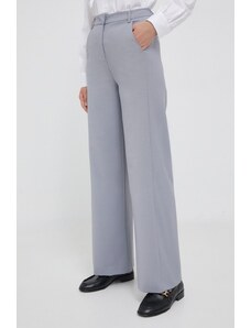 United Colors of Benetton pantaloni femei, culoarea gri, lat, high waist