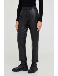 Answear Lab pantaloni de piele X limited collection NO SHAME femei, culoarea negru, drept, high waist