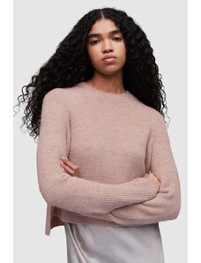 AllSaints pulover din amestec de lana WICK CREW femei, culoarea roz