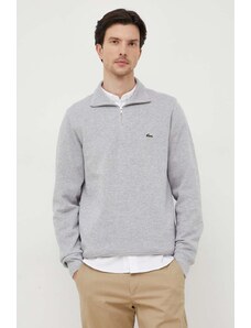 Lacoste pulover de bumbac culoarea gri, cu turtleneck