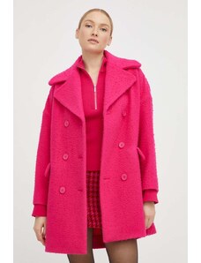 Red Valentino palton de lana culoarea roz, de tranzitie, cu doua randuri de nasturi