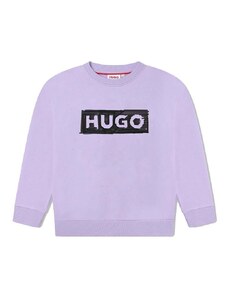 HUGO bluza copii culoarea violet, cu imprimeu
