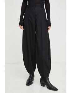By Malene Birger pantaloni femei, culoarea negru, lat, high waist