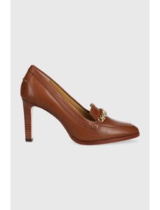Lauren Ralph Lauren pantofi de piele Colleen culoarea maro, cu toc drept, 802922167001