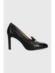 Lauren Ralph Lauren pantofi de piele Colleen culoarea negru, cu toc drept, 802922167002