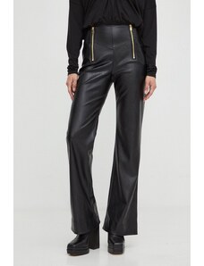 Pinko pantaloni femei, culoarea negru, evazati, high waist