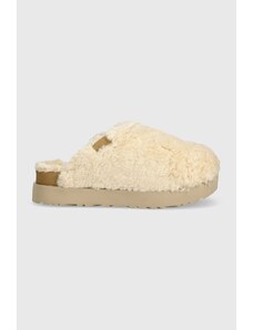 UGG papuci de lana Fuzz Sugar Slide culoarea bej, 1135132