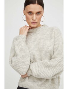 American Vintage pulover din amestec de lana femei, culoarea gri, light, cu turtleneck
