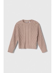 Guess pulover pentru copii din amestec de lana culoarea maro