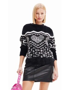 Desigual pulover femei, culoarea negru