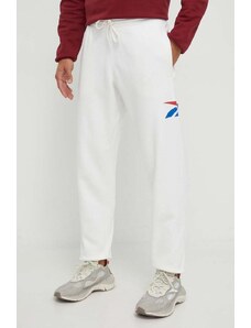 Reebok Classic pantaloni de trening culoarea alb, cu imprimeu