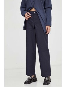 Résumé pantaloni Tala femei, culoarea albastru marin, lat, high waist