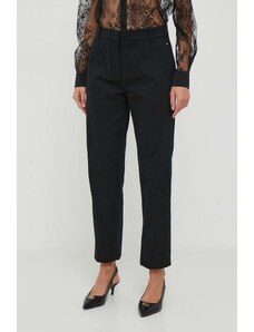 Tommy Hilfiger pantaloni femei, culoarea negru, drept, high waist