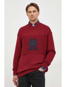 Tommy Hilfiger pulover de bumbac culoarea bordo, light