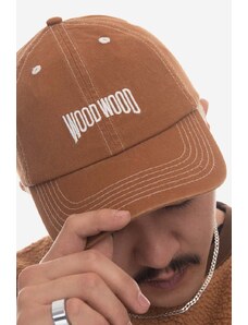 Wood Wood șapcă de baseball din bumbac culoarea maro, cu imprimeu 12240807.7083-ANTHRACITE