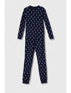 Polo Ralph Lauren pijamale de bumbac pentru copii culoarea albastru marin, modelator