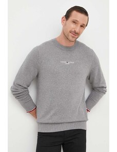 Tommy Hilfiger pulover de bumbac culoarea gri, light