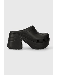 Crocs papuci Siren Clog femei, culoarea negru, cu toc drept 208547