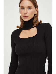 Herskind pulover femei, culoarea negru, cu turtleneck