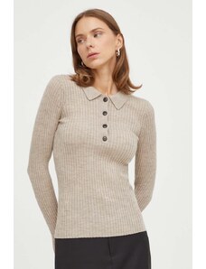 Herskind pulover de lana femei, culoarea bej, light