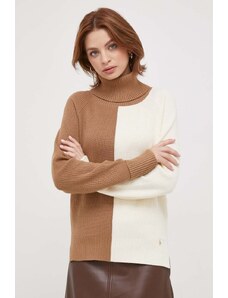 Artigli pulover femei, culoarea maro, cu guler