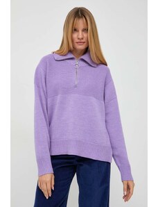 Beatrice B pulover de lana femei, culoarea violet, light, cu turtleneck