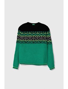 United Colors of Benetton pulover pentru copii din amestec de lana culoarea verde