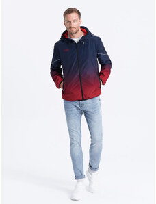 Ombre Jachetă sport pentru bărbați cu reflectoare - albastru marin și roșu V3 OM-JANP-0105