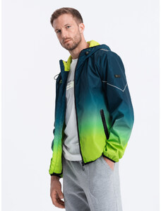 Ombre Jachetă sport pentru bărbați cu reflectoare - turcoaz și verde lime V1 OM-JANP-0105