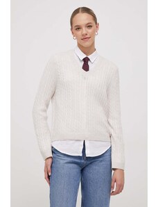 Tommy Hilfiger pulover de lana femei, culoarea bej, light