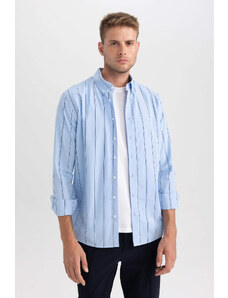 DEFACTO Modern Fit Woven Striped Long Sleeve Shirt