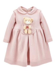MONNALISA Jacquard Dress With Plush Teddy Bear